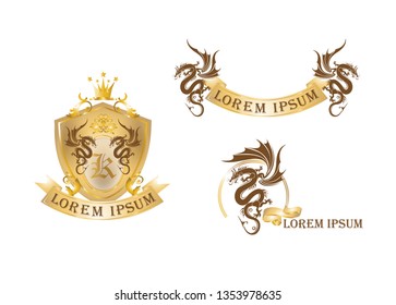 Set of Dragon logos on white background 