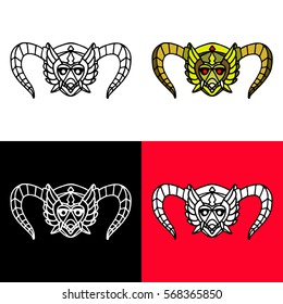 Set of dragon mask isolated on different backgrounds