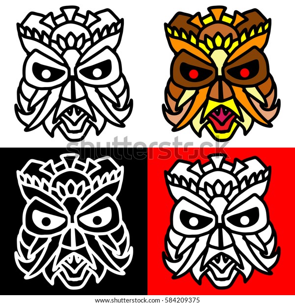 Set Dragon Mask Isolated On Different Stock Vector (Royalty Free) 584209375
