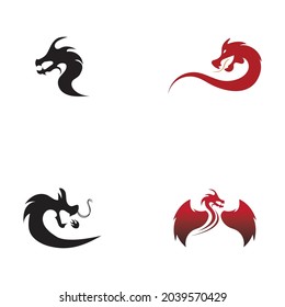set of Dragon vector icon illustration design logo template