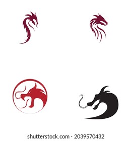 set of Dragon vector icon illustration design logo template