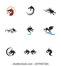 conjunto de plantillas de logotipo de diseño de ilustraciones de iconos del vector Dragon