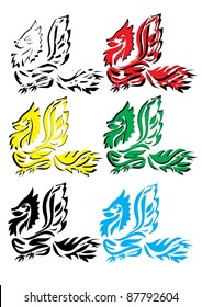 set of dragon . vector illustration.