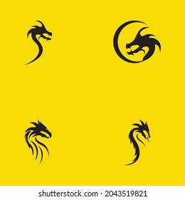 set of Dragon vector illustration design logo template on yellow background