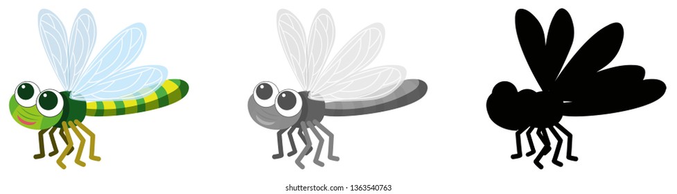 Set of dragonfly character illustration