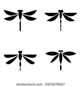 Set of Dragonfly logo. Icon design. Template elements