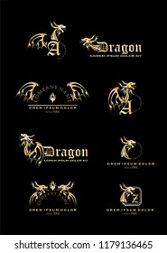 Set of Dragons ​graphics design for company logo and tattoo 