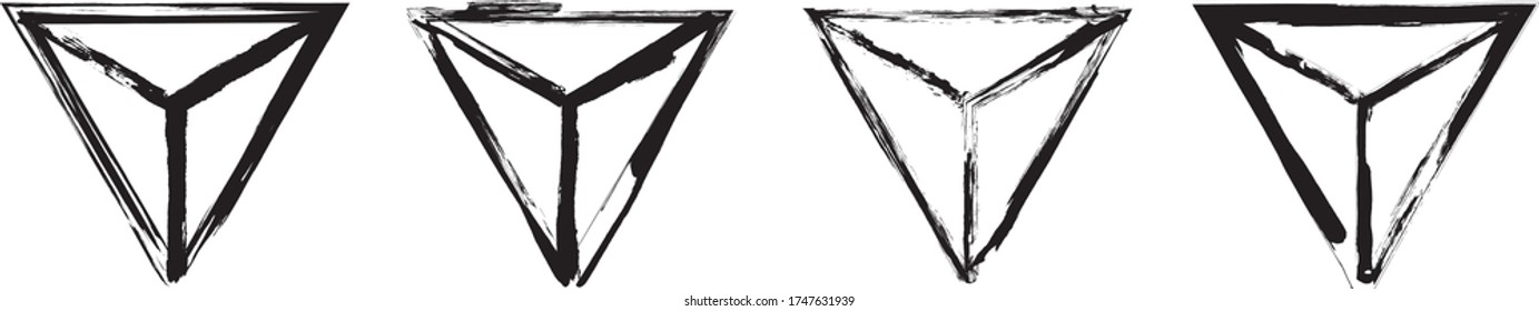 Set of the dragon's eye symbol isolated on transparent background. Black symbol for your design. Vector illustration symbols in grung style.