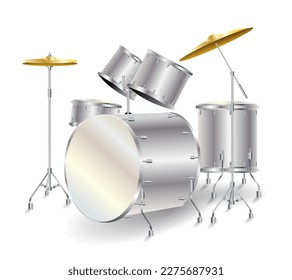 Set of dram vector illustration, realistic design style isolated on white background. Eps 10