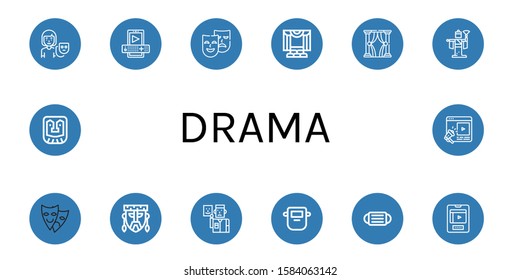 Set of drama icons. Such as Actor, Entertainment, Masks, Theater, Theatre, Kabuki, Mask , drama icons