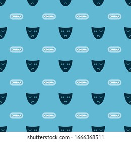 Set Drama theatrical mask  and Cinema poster design template  on seamless pattern. Vector