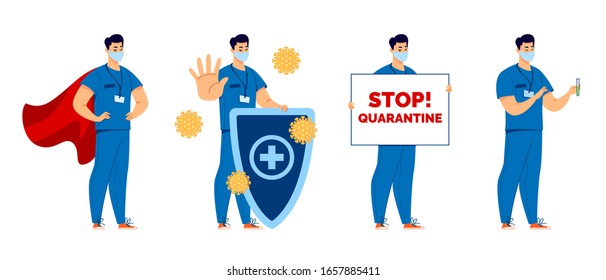 A set to draw attention to the dangers of the virus. Stop quarantine.