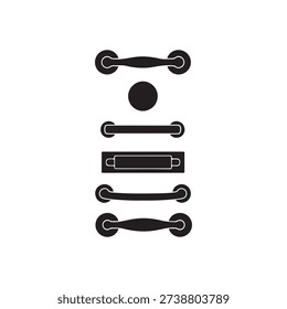Set of drawer handle silhouette vector flat illustration design.In vertical form.