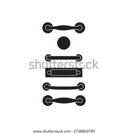 Set of drawer handle silhouette vector flat illustration design.In vertical form.