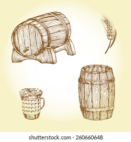 Set of drawing beer theme