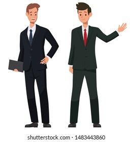 Set for drawing a businessman in various poses. Self-confident businessman in various poses. To create your own design. Flat style illustration.