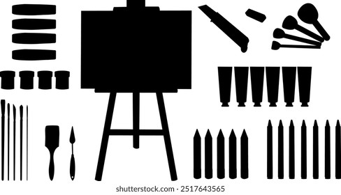 set for drawing chair silhouette black vector