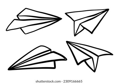 conjunto de aviones de papel lindo de dibujo.