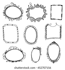 set of drawing doodle frame vector