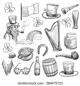 Set of drawing elements to the holiday of St. Patrick 