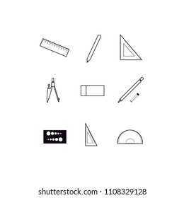 a set of drawing equipment glyphs