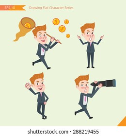 Set of drawing flat character style, business concept  young office worker  activities - funding, ability, counsel, finding