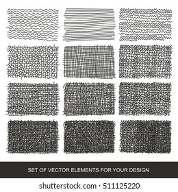 Set drawing gradient texture brushes. Hand-drawn abstract design elements. vector Collection of backgrounds