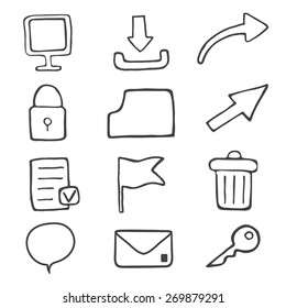 Set of drawing icons for web and computer. Vector illustration.