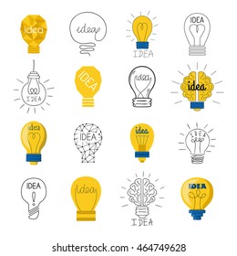 Set drawing idea light bulb concept creative design