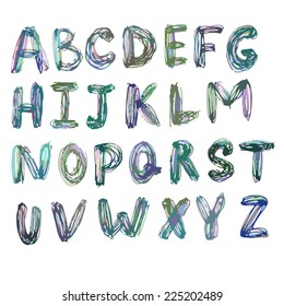 set of drawing letters of the alphabet