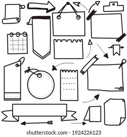 conjunto de esbozo de papel de dibujo e ilustración vectorial de papel de nota
