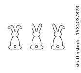 set of drawing small bunny outline easter sign symbol vector illustration
