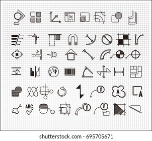 Set of drawing tools on white background