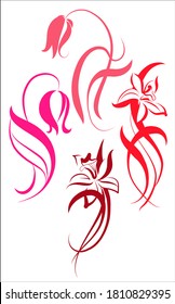  
 ESTABLECER gráficos vectoriales de dibujo con un patrón floral para el diseño. tulipán, narciso 
