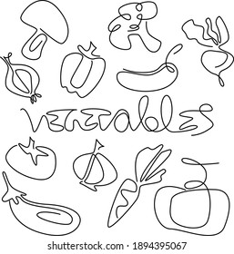 set of drawing vegetables one line