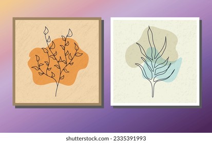set of drawings with abstract plants for wall decoration. Templates for interior design. A collection for posters, covers, prints and creative ideas
