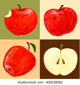 a set of drawings apple