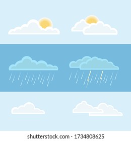 A set of drawings depicting clouds in Sunny and rainy weather.