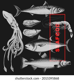 Montaje de diferentes pescados y mariscos. Buena calidad hecha a mano. Grabando. Se puede volver a pintar en un color diferente.