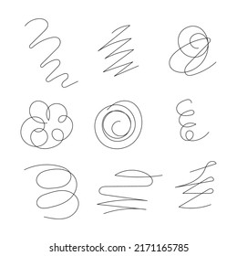 Set of drawings of different shapes on white background. Vector isolated objects for use in web design