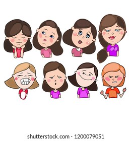 A set of drawings, girls and boys, schoolchildren