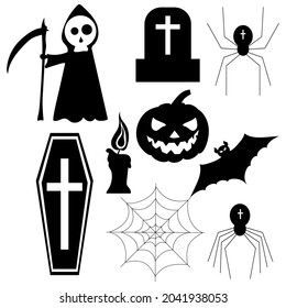 set of drawings for halloween, vector illustration