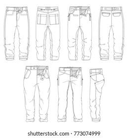 Set Drawings Mens Trousers Stock Vector (Royalty Free) 773074999 ...