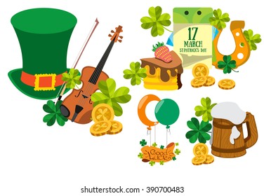 A set of drawings on the theme of beer. Brewing, Irish Pub St. Patrick's Day.