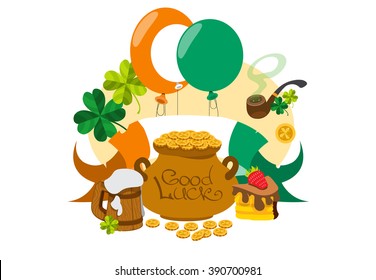 A set of drawings on the theme of beer. Brewing, Irish Pub St. Patrick's Day.