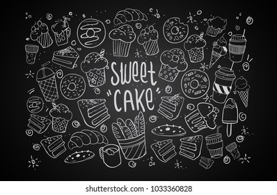 Set Drawings On Theme Cakes Cakes Stock Vector (Royalty Free ...