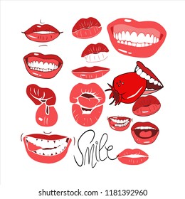 A set of drawings, seductive lips