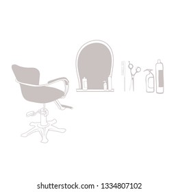 A set of drawings in the vector, the attributes of hairdressing and accessories for the wizard