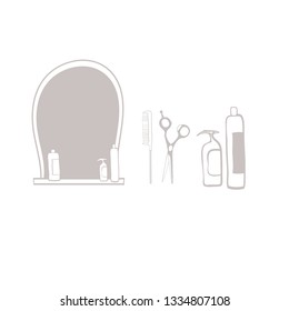 A set of drawings in the vector, the attributes of hairdressing and accessories for the wizard
