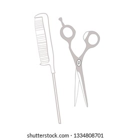 A set of drawings in the vector, the attributes of hairdressing and accessories for the wizard